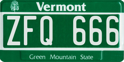 VT license plate ZFQ666