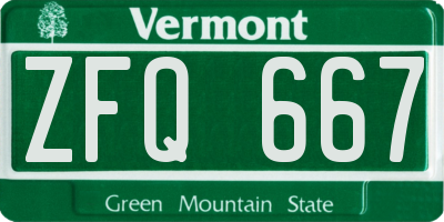 VT license plate ZFQ667