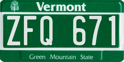 VT license plate ZFQ671