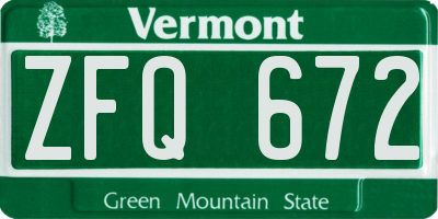 VT license plate ZFQ672