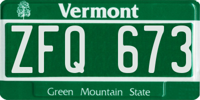 VT license plate ZFQ673
