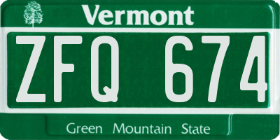 VT license plate ZFQ674