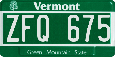 VT license plate ZFQ675
