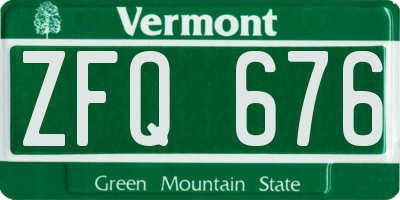 VT license plate ZFQ676