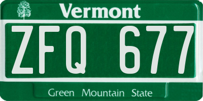 VT license plate ZFQ677