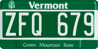VT license plate ZFQ679