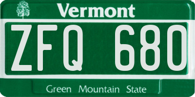 VT license plate ZFQ680