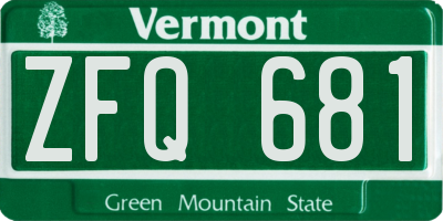 VT license plate ZFQ681