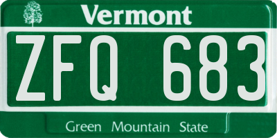 VT license plate ZFQ683