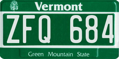 VT license plate ZFQ684