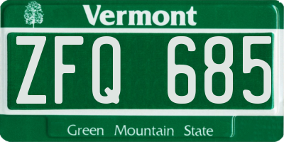 VT license plate ZFQ685