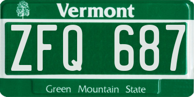 VT license plate ZFQ687