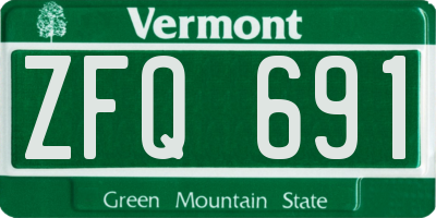 VT license plate ZFQ691