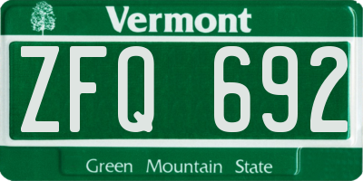 VT license plate ZFQ692