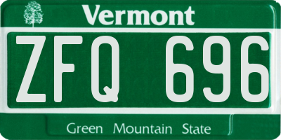 VT license plate ZFQ696