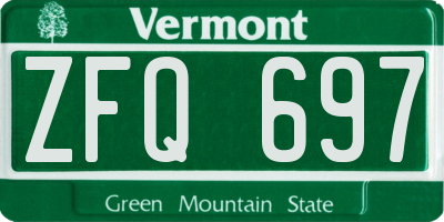 VT license plate ZFQ697