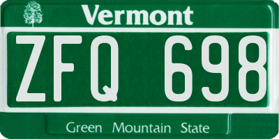 VT license plate ZFQ698
