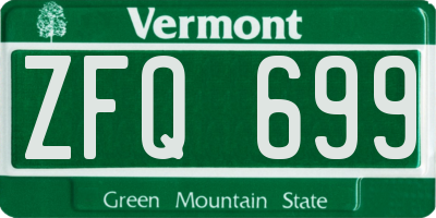 VT license plate ZFQ699