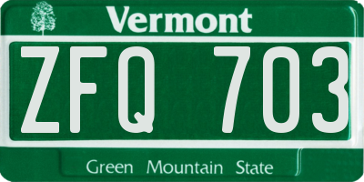 VT license plate ZFQ703