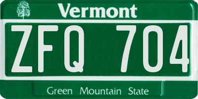 VT license plate ZFQ704