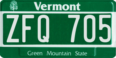 VT license plate ZFQ705