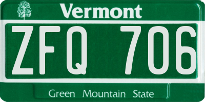 VT license plate ZFQ706