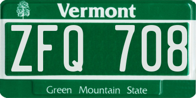 VT license plate ZFQ708