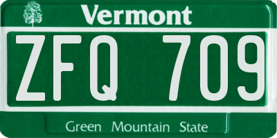 VT license plate ZFQ709