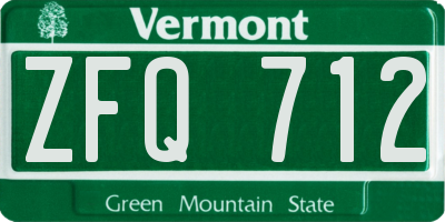 VT license plate ZFQ712