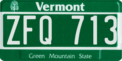 VT license plate ZFQ713