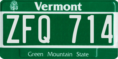 VT license plate ZFQ714