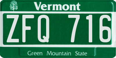 VT license plate ZFQ716