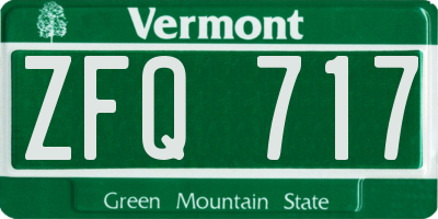 VT license plate ZFQ717