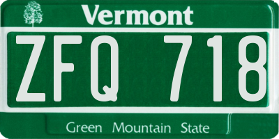 VT license plate ZFQ718