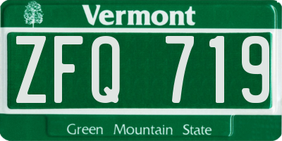 VT license plate ZFQ719