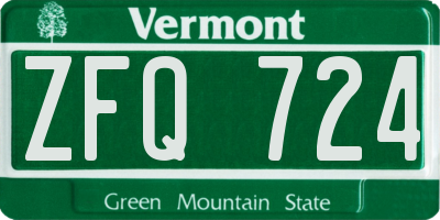VT license plate ZFQ724