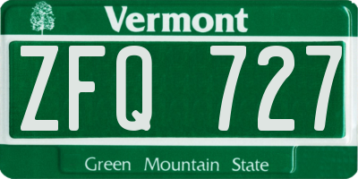 VT license plate ZFQ727