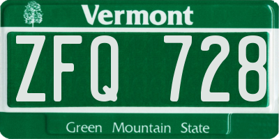 VT license plate ZFQ728