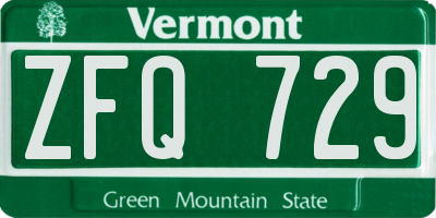 VT license plate ZFQ729