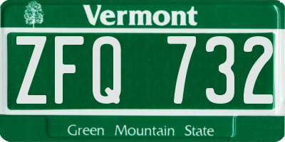 VT license plate ZFQ732