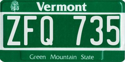 VT license plate ZFQ735