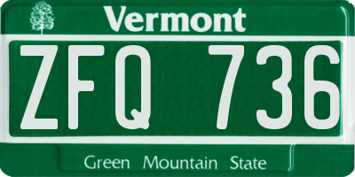 VT license plate ZFQ736
