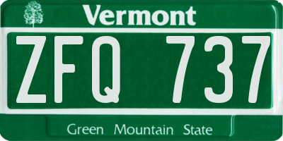 VT license plate ZFQ737
