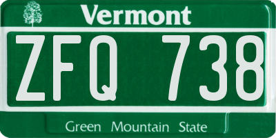 VT license plate ZFQ738