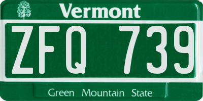VT license plate ZFQ739