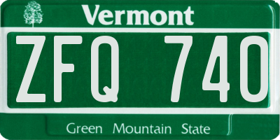 VT license plate ZFQ740