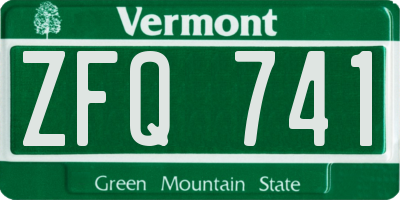 VT license plate ZFQ741