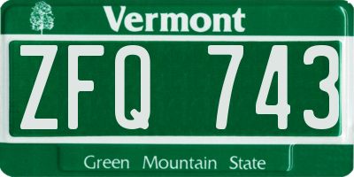 VT license plate ZFQ743