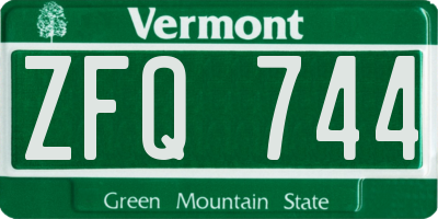 VT license plate ZFQ744