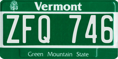 VT license plate ZFQ746